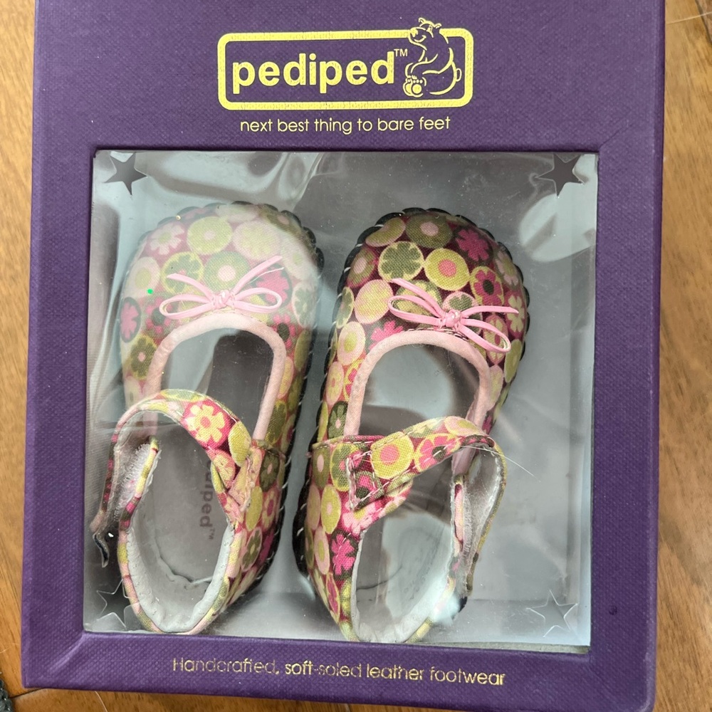 Pediped Pink and Green Baby Walker Shoes